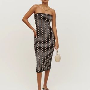 REFORMATION Cianna Strapless Sweater Dress Linguini Print - new with tags